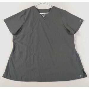 Barco One Scrub Top Womens 2XL Black V Neck Solid Pockets Uniform Medical Nurse